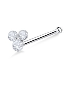 Stone Studded Clubs Silver Bone Nose Stud NSKD-92